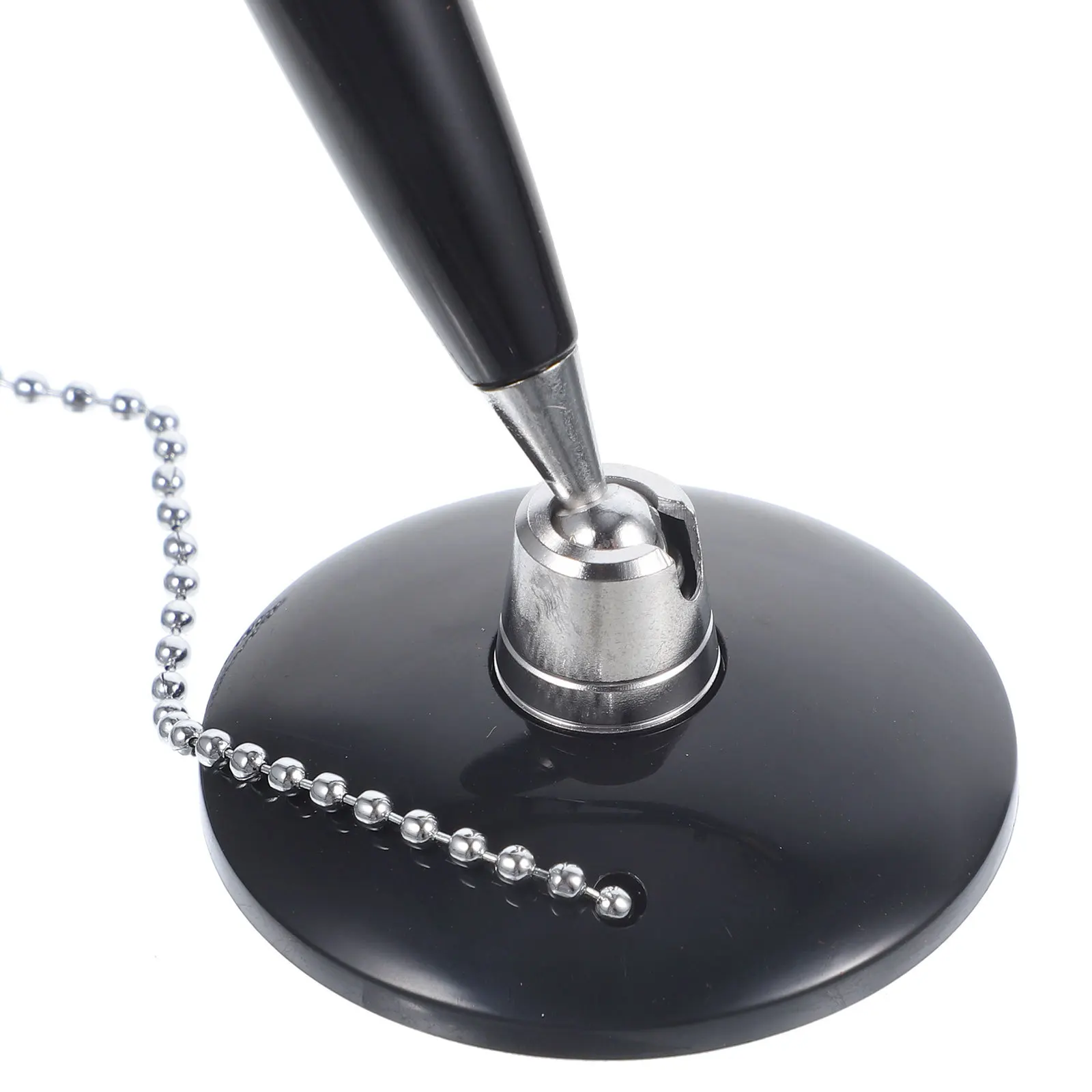 

2Pcs Counter Pen with Chain Desktop Ballpoint Pen Professional Business Writing Instrument Vertical Standing Design for Office