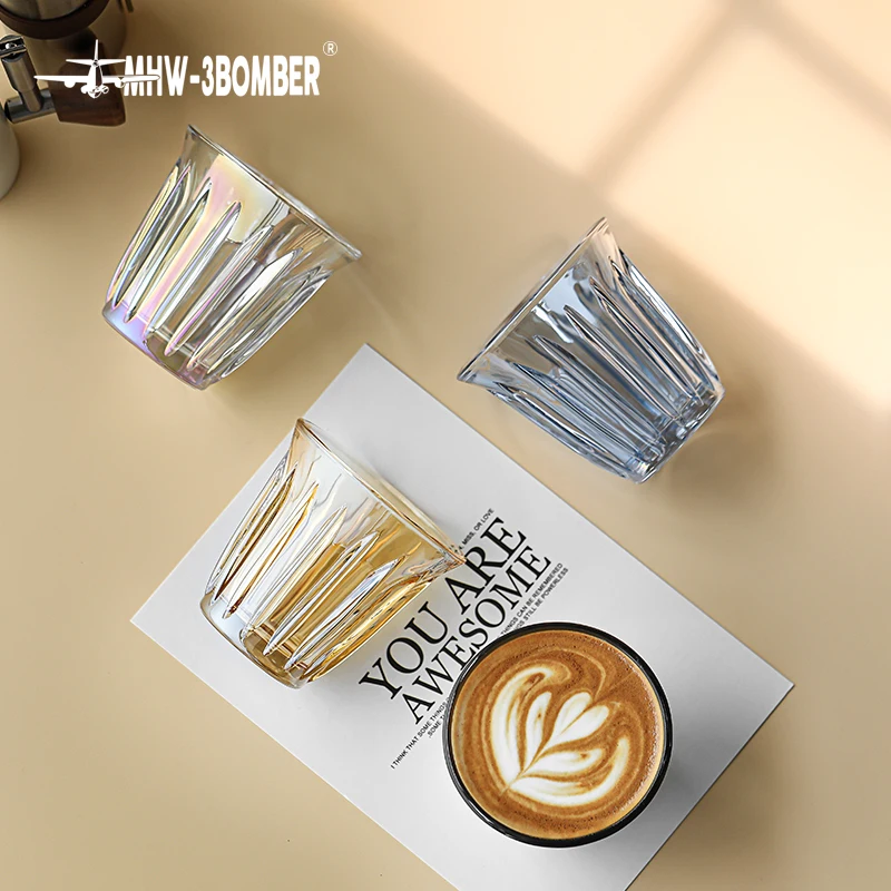 

MHW-3BOMBER 320ml Glass Coffee Mug Espresso Barista Art Latte Cups for Tea Cappuccino Chic Home Cafe Bar Accessories