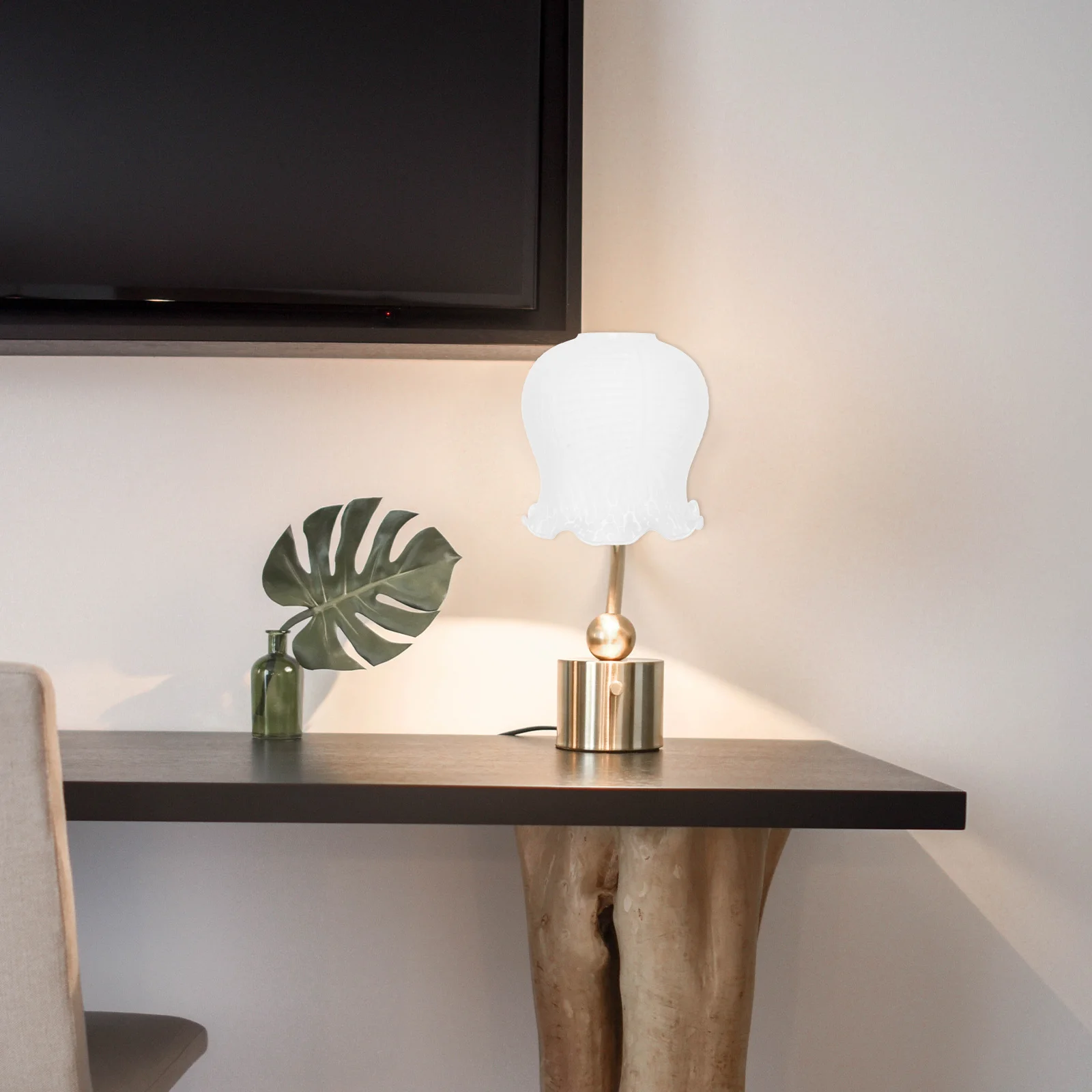 E27 ثلاث أوراق زهرة الزجاج عاكس الضوء قلادة ضوء المصباح غطاء استبدال لتركيبات السقف الجدار الشمعدان لينة نشر الضوء