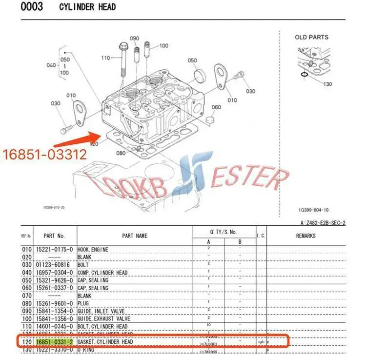 For Kubota engine cylinder gasket 16851-03310 cylinder head gasket Z482 gasket