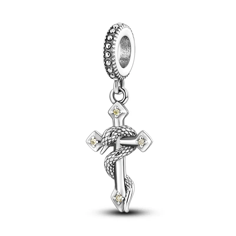 Original 925 Charms Sterling Silver Foundation Halloween Cross Angel Pendants for Pandora DIY Bracelet Women's Jewelry Gift