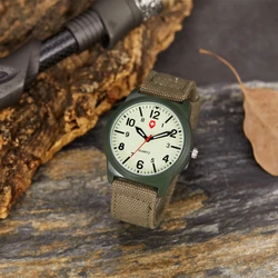 Simple fashion woven canvas with men's watches retro tooling sports outdoor luminous quartz Joker casual watch