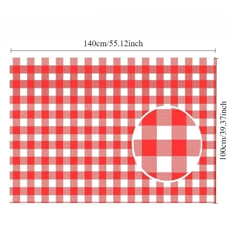 2/5/10PCS Checkered Tablecloth Waterproof Plastic Table Cover Rectangle Red White for Kitchen Home Party Wedding Camping Use Set