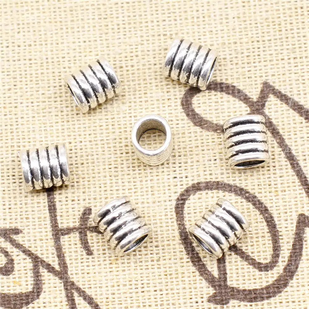 Jewels For Crafts Antiqu Big Hole Beads Circle Antique Silver Color Men Pendant 7x8mm 10pcs