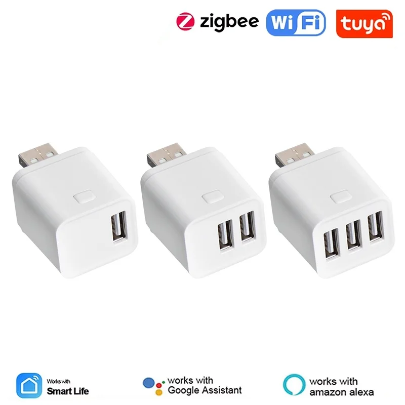 Tuya Smart For Zigbee WiFi Mini 1 2 3 USB Adaptor Switch Micro USB Power Adaptor Smart Life Control Via Alexa Alice Google Home