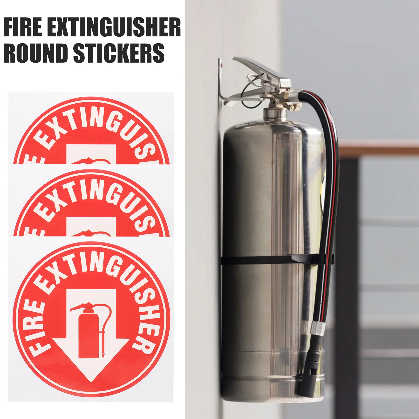Fire Extinguisher Sticker Self Adhesive Sign Decal for Safety Round Office Stickers Waterproof