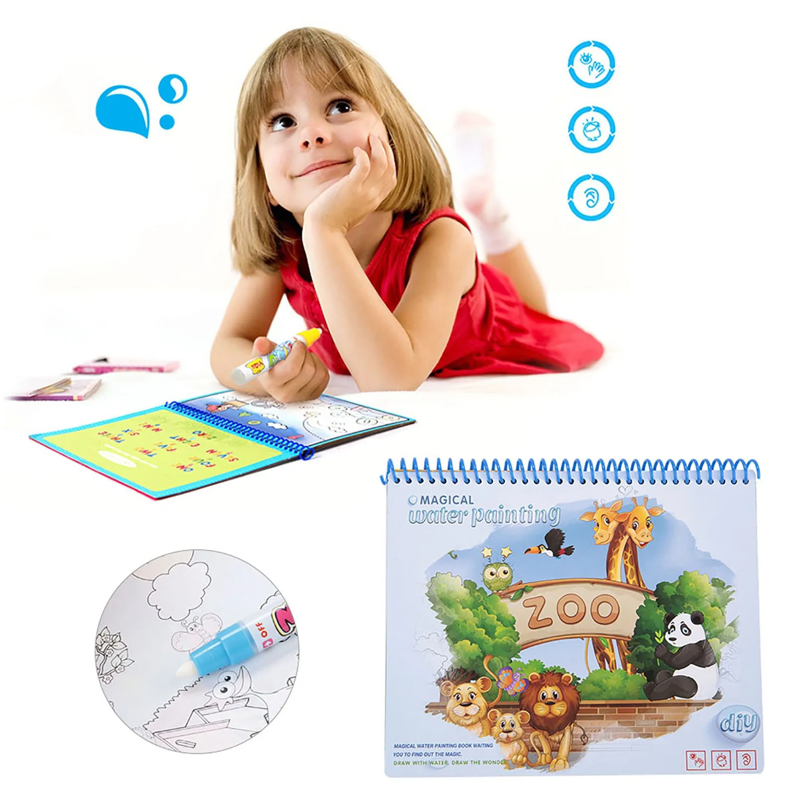 Water Drawing Coloring Painting Book Baby Kids Toys Early Education