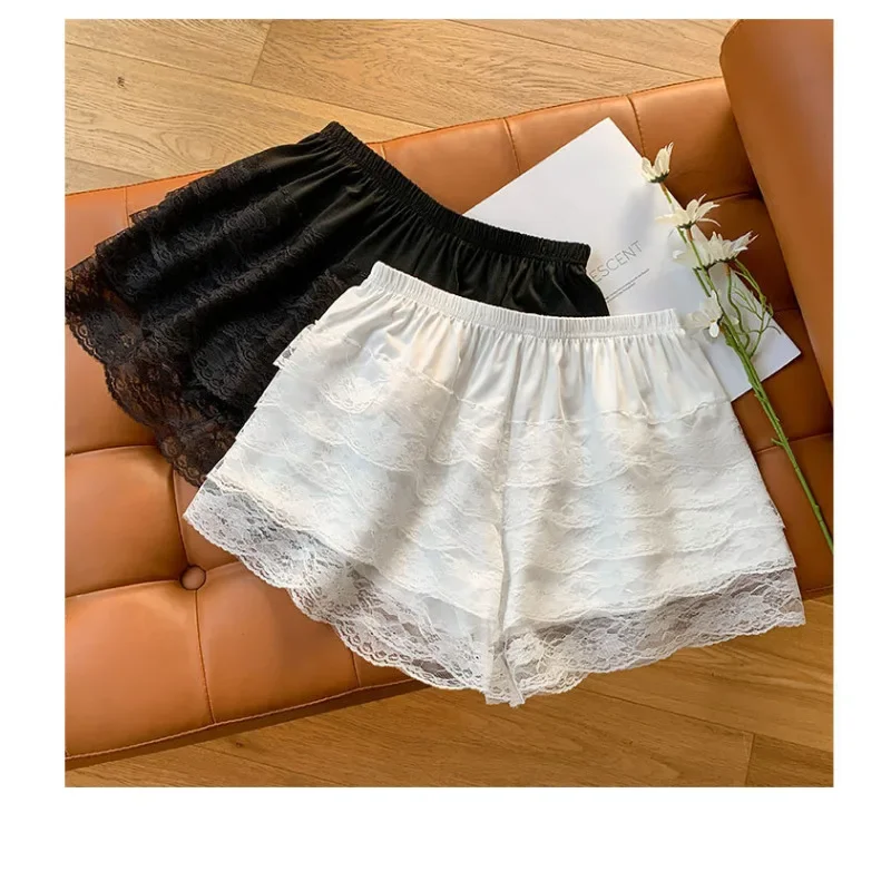 Womens Safety Shorts Summer Outdoor Pleated Lace Loose Safety Short Pants For JK Skirt Sexy Girls Sleep Bottoms Underwear