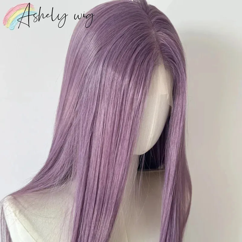 الأرجواني شعر مستعار للنساء 13x4 الدانتيل شعر مستعار أمامي طويل مستقيم 26 بوصة خصلات الشعر المستعار شعري طبيعي ألياف مقاومة للحرارة شعر مستعار اصطناعي