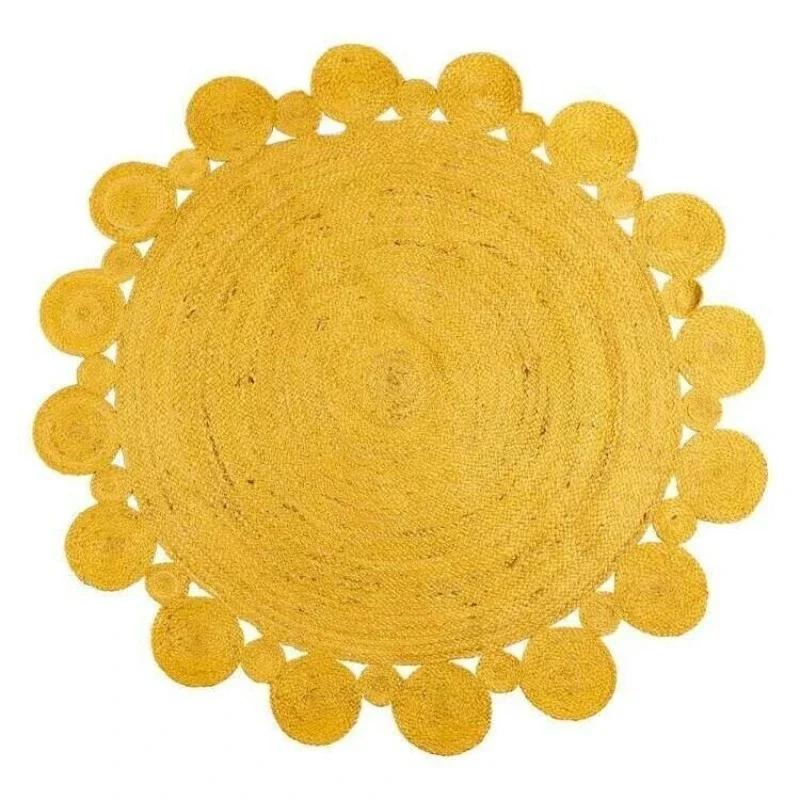 Rug Jute Natural 100% Jute Handmade Round Rug Reversible Braided Carpet Mats