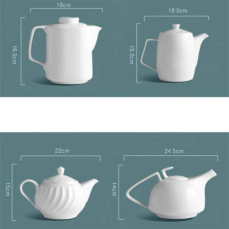 Ceramic Kettle European Style Simple White Coffee Pot Water 700-1000ml Teapot Hotel Water Ware Home Bar Decoration Drinkware