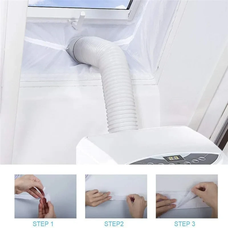 Airlock Window Seal For Portable Air Conditioner 3m 4m Flexible Cloth Sealing With Zipper And Adhesive Fastener Ac Window Kit