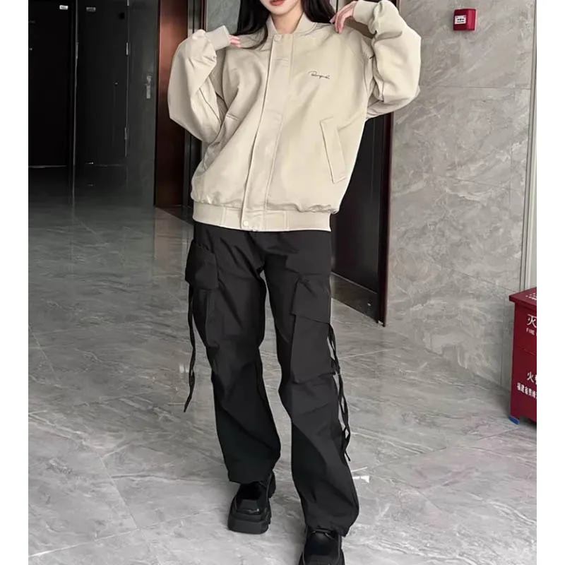 

Classic wide leg pants parachute pants women's autumn design sense ankle binding dopamine wearing small stature fashionab