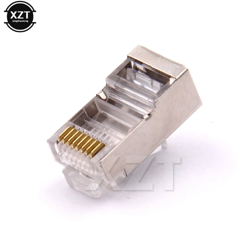 20pc CAT6 RJ45 Direct Network Connector Network Cable Gold Plated Crimp Port Unshielded Module 3/50 μ Gold Plated 8P8C Crimp End