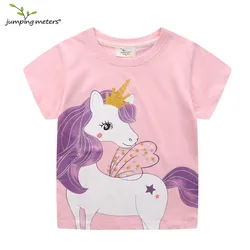 Jumping Meters 2-7T 2025 New Designs Girls T Shirts Summer Children's Clothes Short Sleeve Kids Tees Tops Baby Costume Shirt