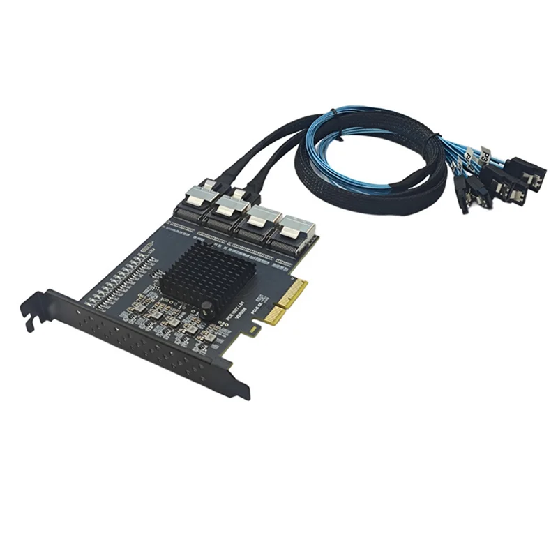 Neu - PCI-E zu MINI SAS SFF-8087 Adapter 16 Port SATA 3.0 6 Gbit/s SSD Adapter für Bergbau