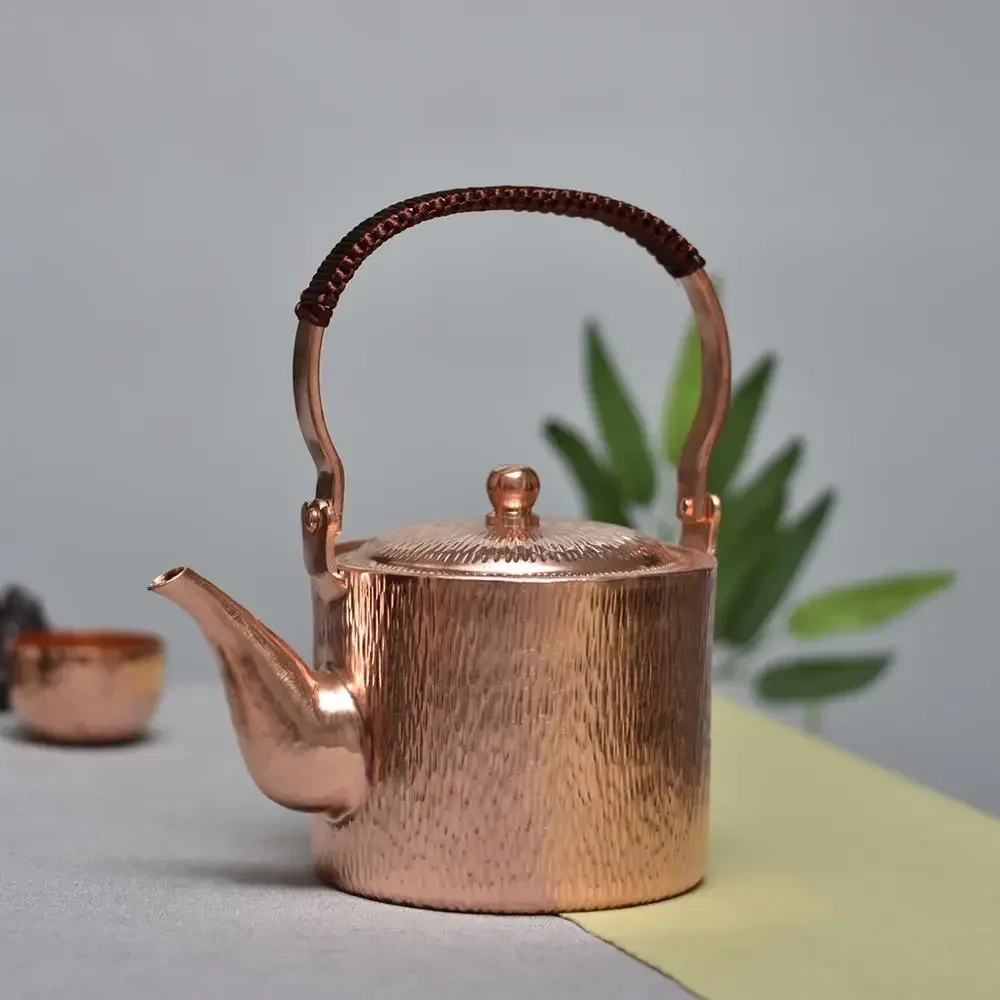 

Handmade Pure Copper Hammer Pattern Teapot, Kettle Boiler, Antique Tableware, 1100ml