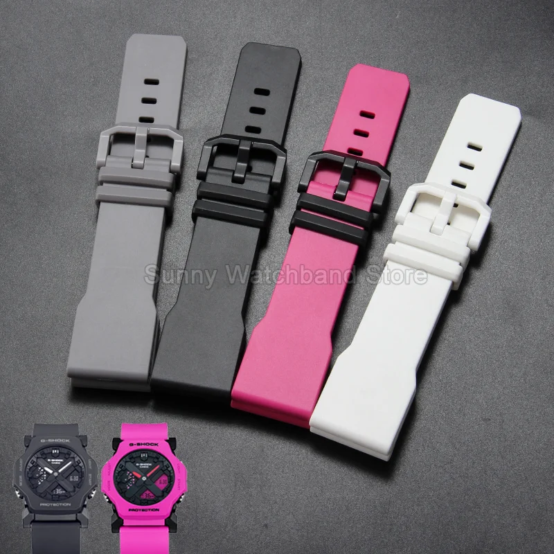 Daily Workout Silicone Watchband Accessories for Casio G-SHOCK 5725 GA-2300 Sweat Wicking Available in Black Gray Rose Red White