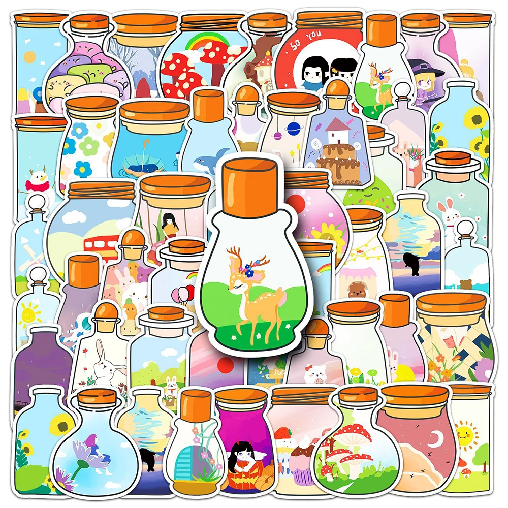 10/30/50pcs INS Style Bottle World Cartoon Stickers Decals Laptop Notebook Suitcase Diary Phone Bike Decoration Sticker Kids Toy