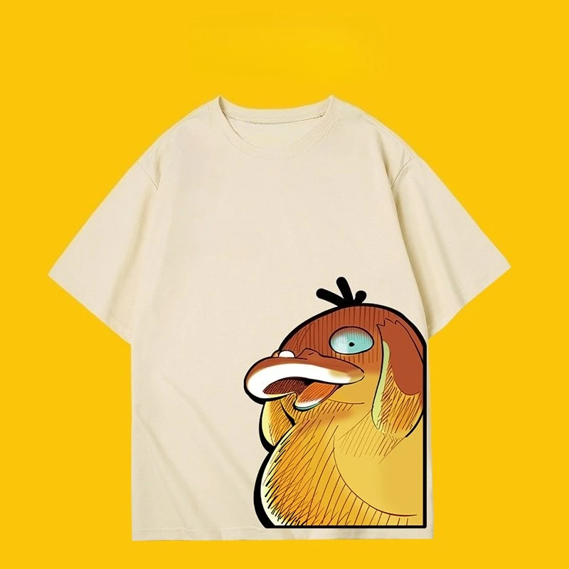 Pokemon Psyduck Anime Koreanischer Stil T-Shirt Herren Damen Lässiges Baumwoll-Kurzarm-T-Shirt Y2k Streetwear Grafikdruck 2026 Neu
