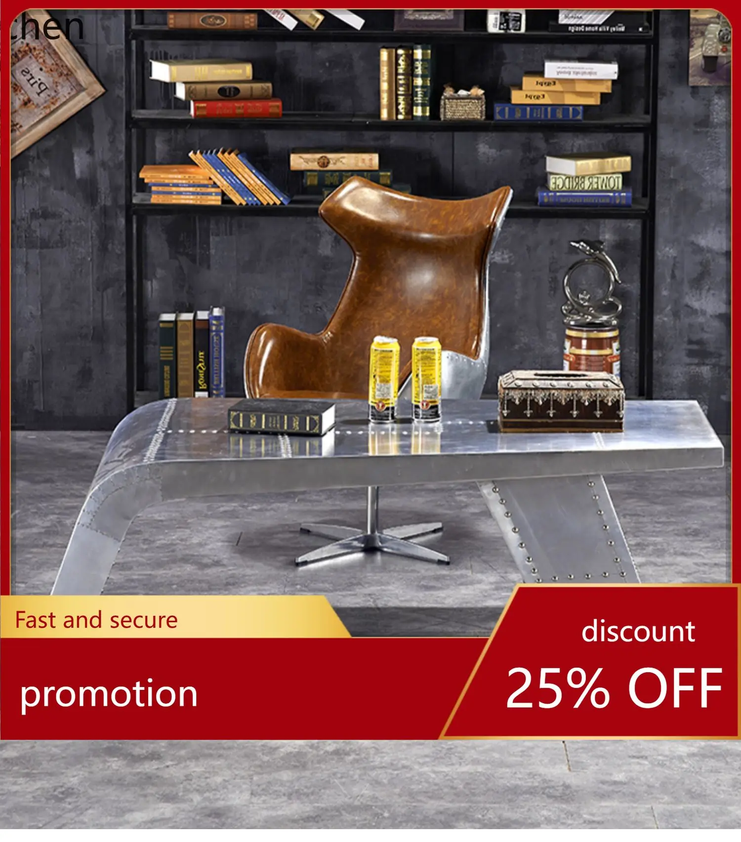 

HT metal industrial aluminum leather aircraft table table and chair combination creative bar table