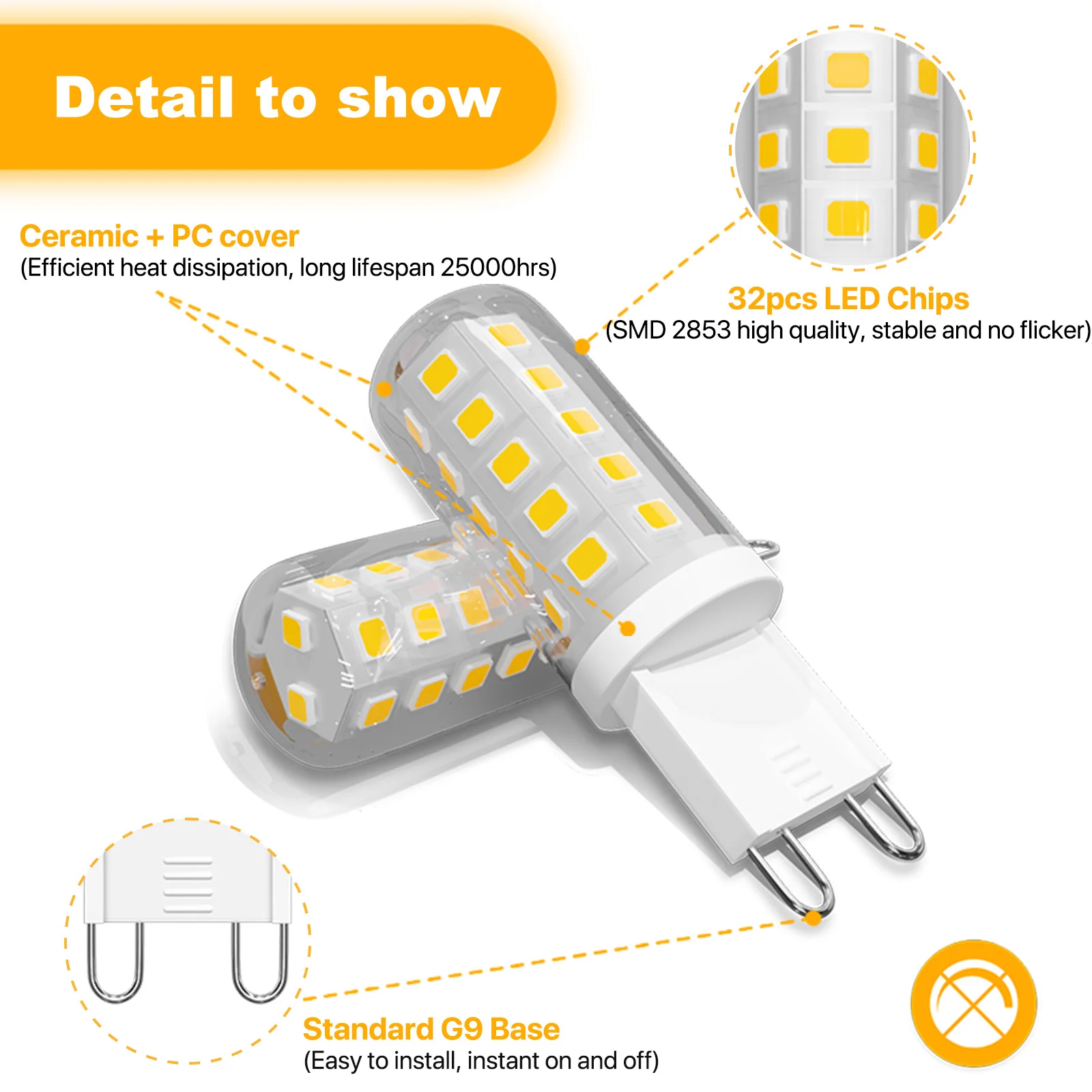 6pcs G9 LED Bulbs AC220V Warm White 2700K Cool White 6000K 3W Replace 40W Halogen Lamp Light Energy Saving Light for Home Useful