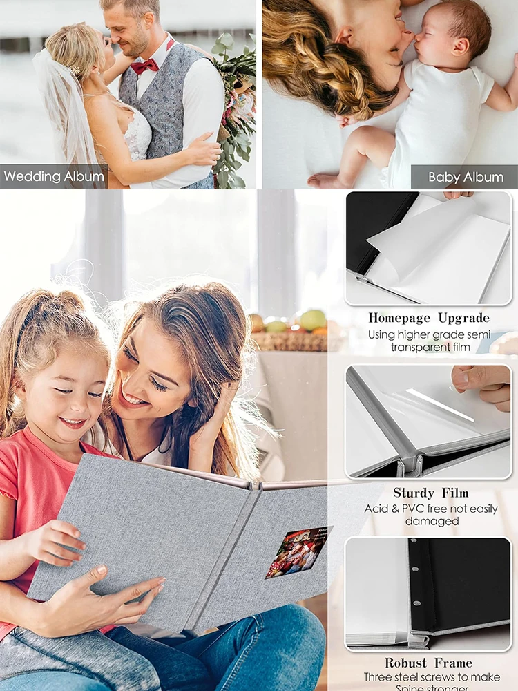 Großes Fotoalbum, selbstklebend, 20 Blatt/40 Seiten, DIY-Bücherregalalbum für Baby, Familie, Jahrestag, Hochzeit, Fotoaufbewahrung – Detail 1