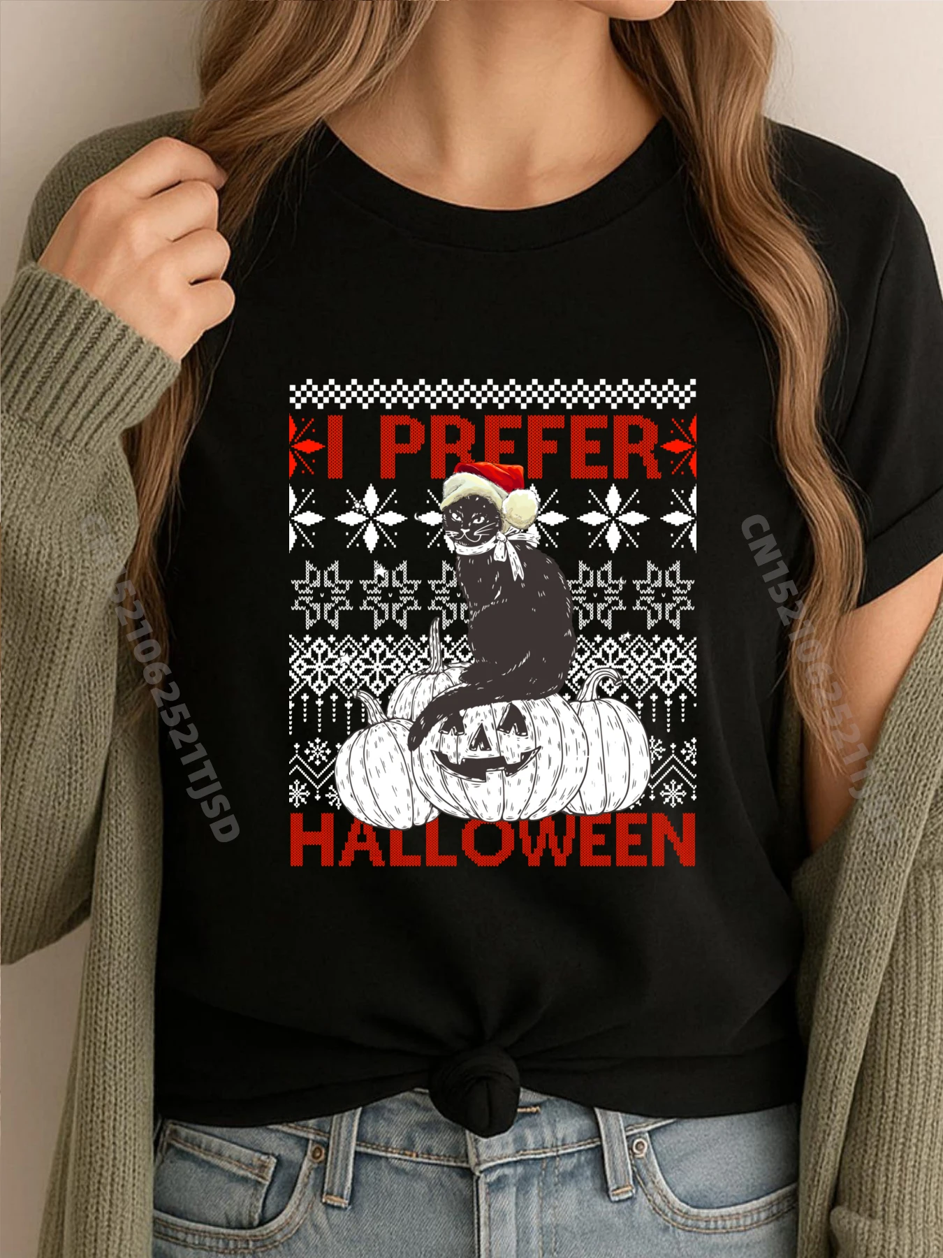 

Я предпочитаю Хэллоуин Забавный Рождественский черный свитер с котом Уродливая мужская дизайнерская одежда Мужские топы и футболки большого размера в стиле ретро для отдыха