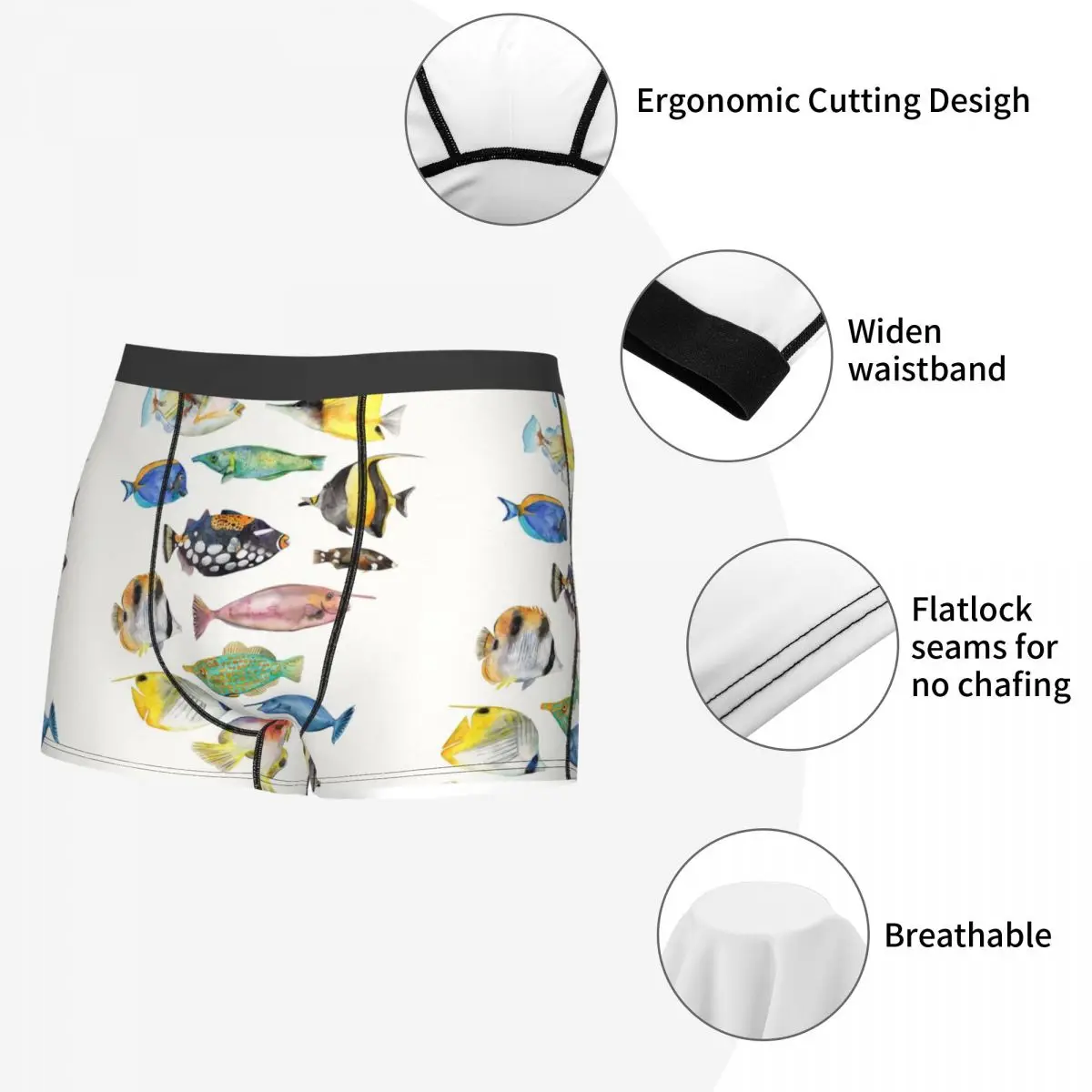 Verschillende Kleurrijke Tropische Vissen Boxershorts Voor Heren, Zeer Ademende Onderbroeken, Hoge Kwaliteit Shorts Met 3D-print Cadeau-Idee