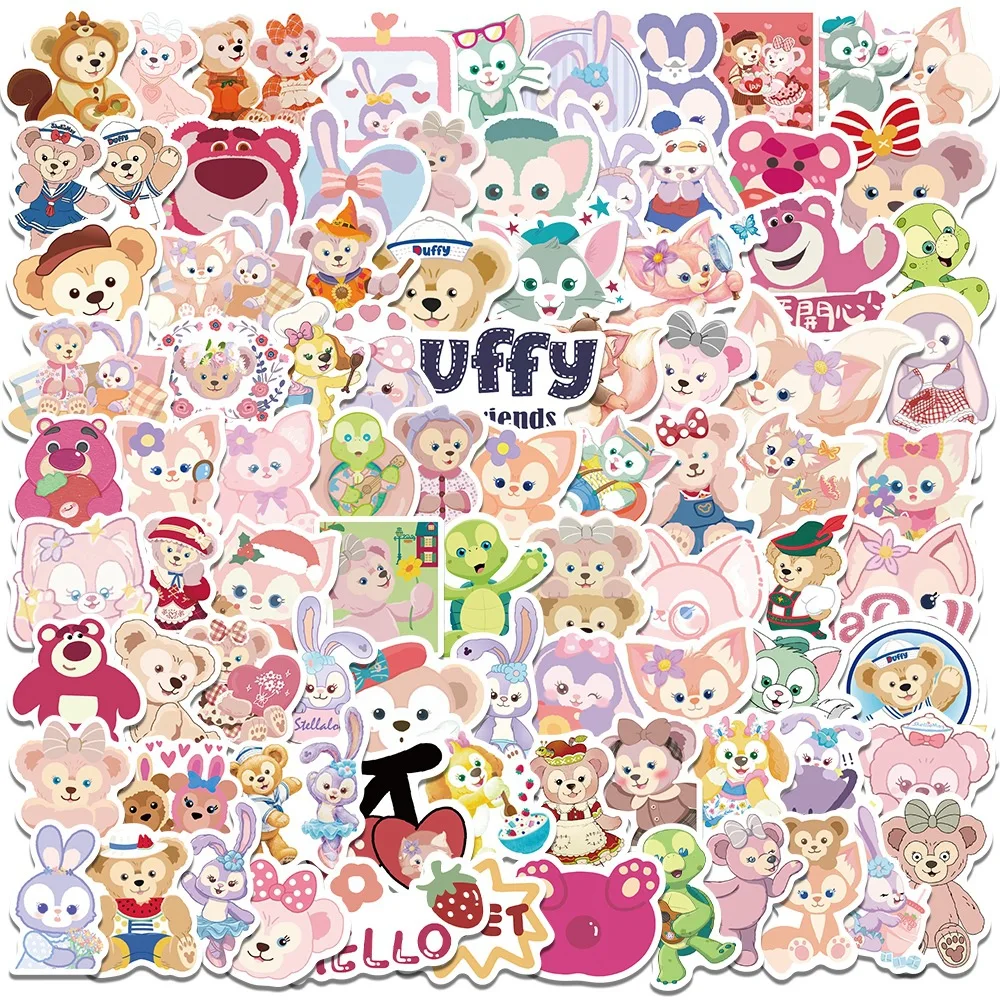 100 pçs disney duffy urso estrela orvalho adesivos decoração diy telefone notebook mala portátil geladeira graffiti dos desenhos animados adesivo