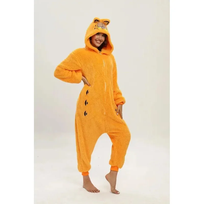 Premium Outfit Unisex Garfield Costumes Onesies Cat Cosplay Pajamas Adult Pyjamas Animal Sleepwear Jumpsuit view 3
