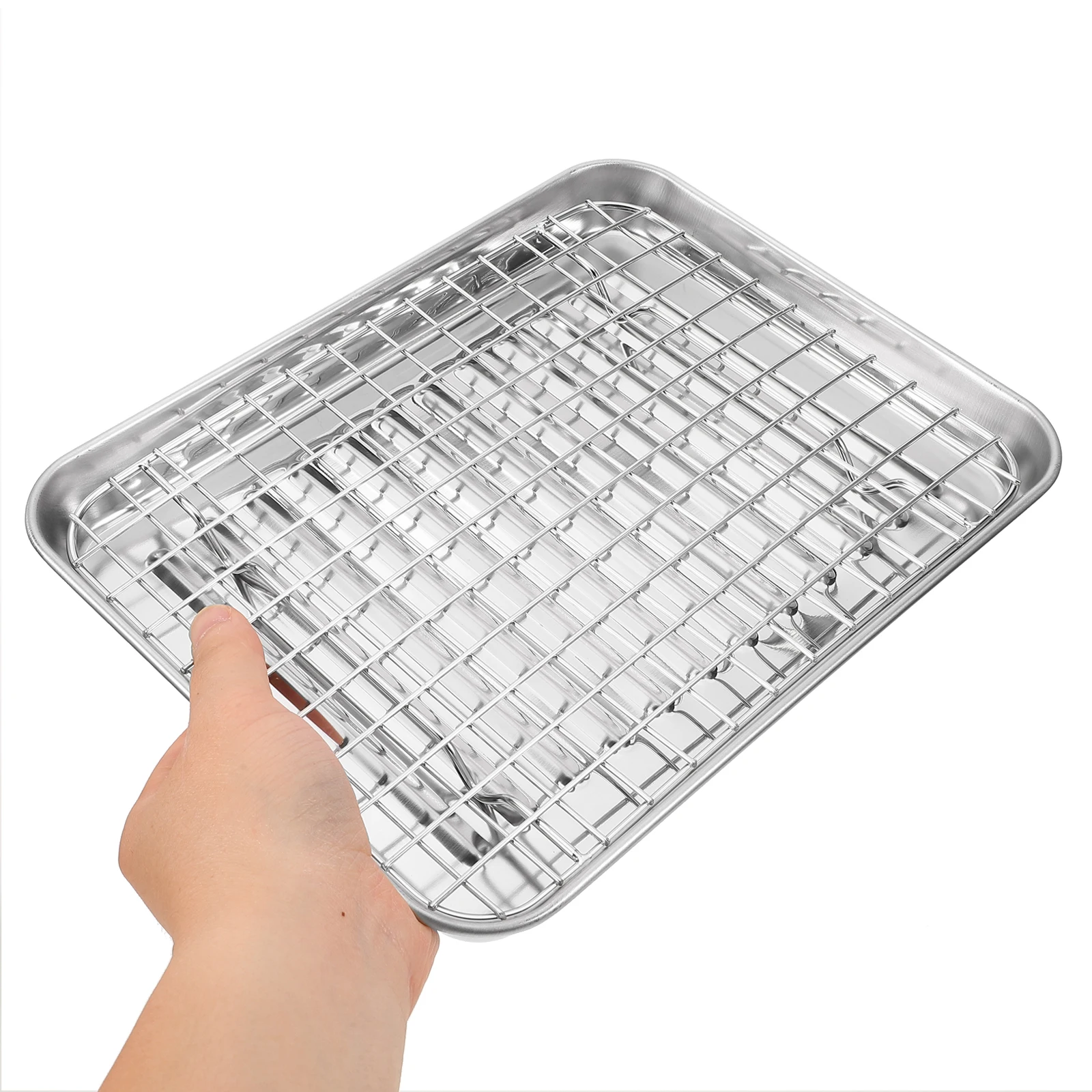 

Stainless Steel Bakeware Set Roasting Tray Cooling Rack Baking Sheet Oil Draining Fried Food Plate Container Storage