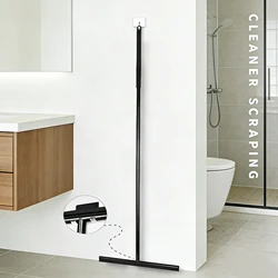 15.5'' Width Floor Squeegee Scrubber Broom Rubber Silicone Blade Wiper Stainless Steel 52'' INCH Long Handle Cleaning Sweeping