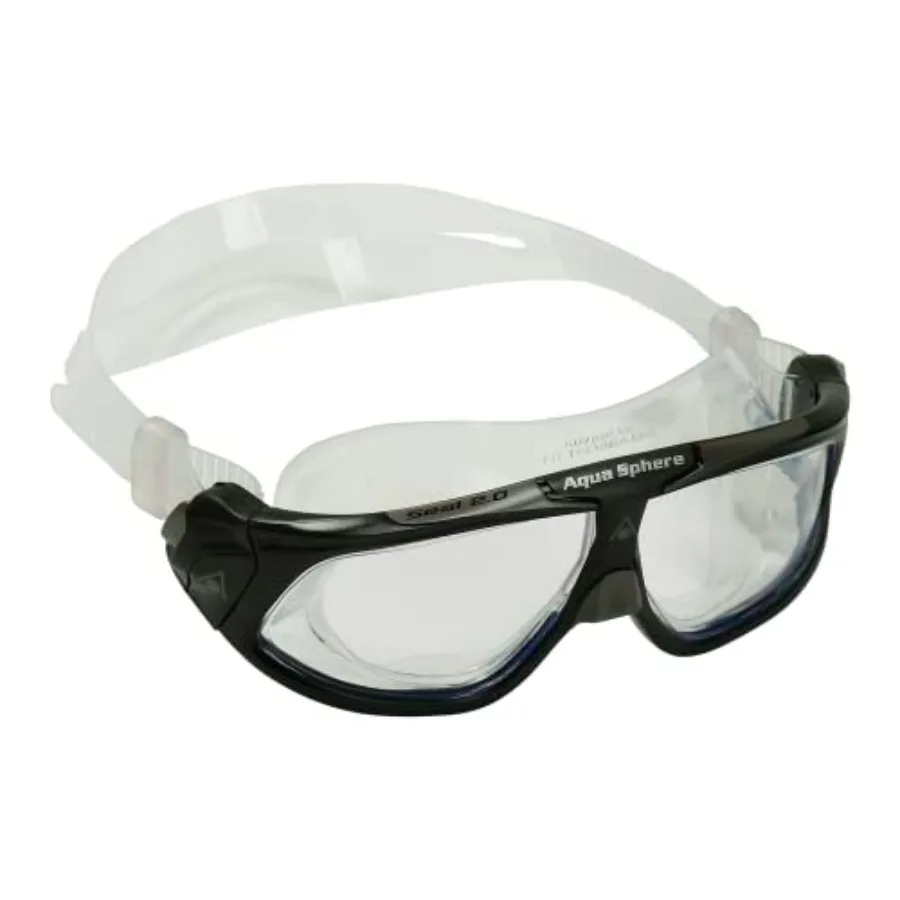 

Aquasphere Unisex Seal 2.0 Swimming Goggle for pool and open water use, silicone frame with black grey exterior and clear lens,