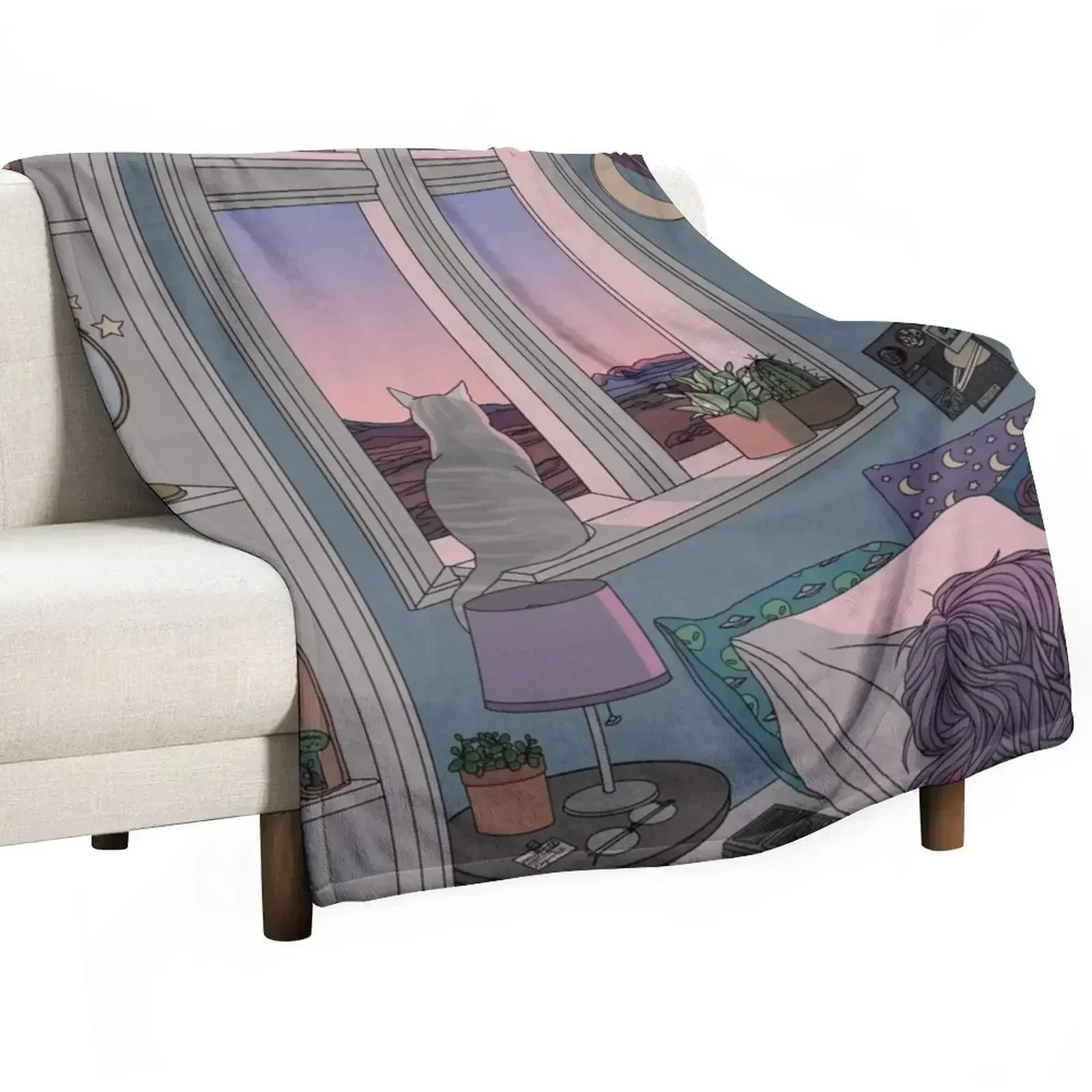 Early Morning Throw Blanket Plaid on the sofa Plaid wednesday Flannel for sofa Custom Blankets