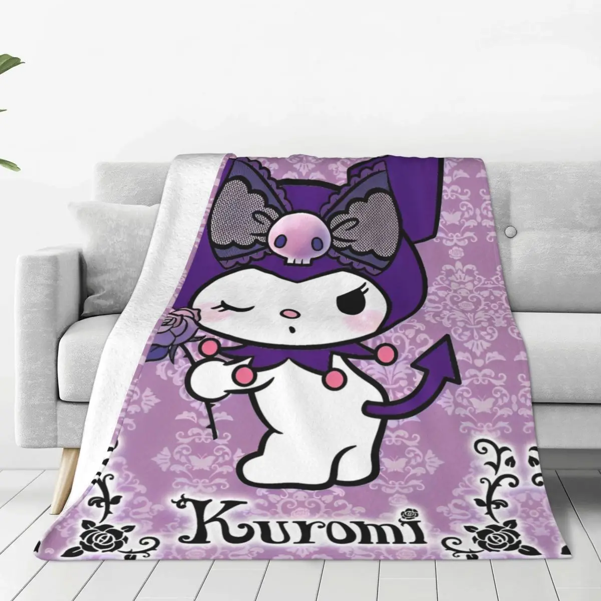 

Sanrio Kuromi мультфильм Kawaii плюшевое одеяло для мальчиков и девочек фланелевые постельные принадлежности пледы для спальни теплый мягкий дизайн качественное покрывало подарок