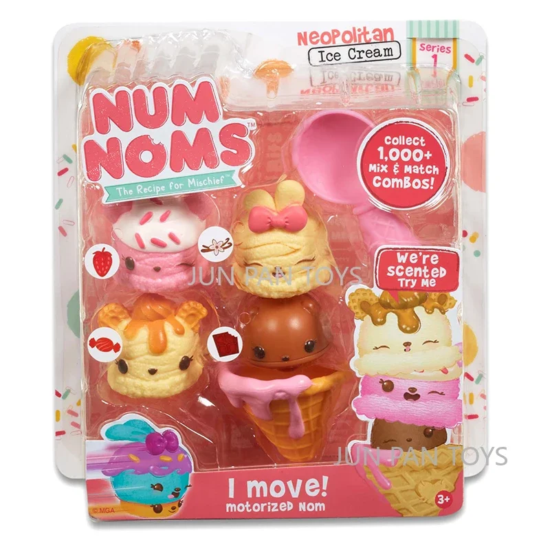 Num Noms Series 1 The Recipe for Mischief I Move Motorized Nom Neapolitan Ice Cream Scented 4 Pack Collectible Children Toy Girl