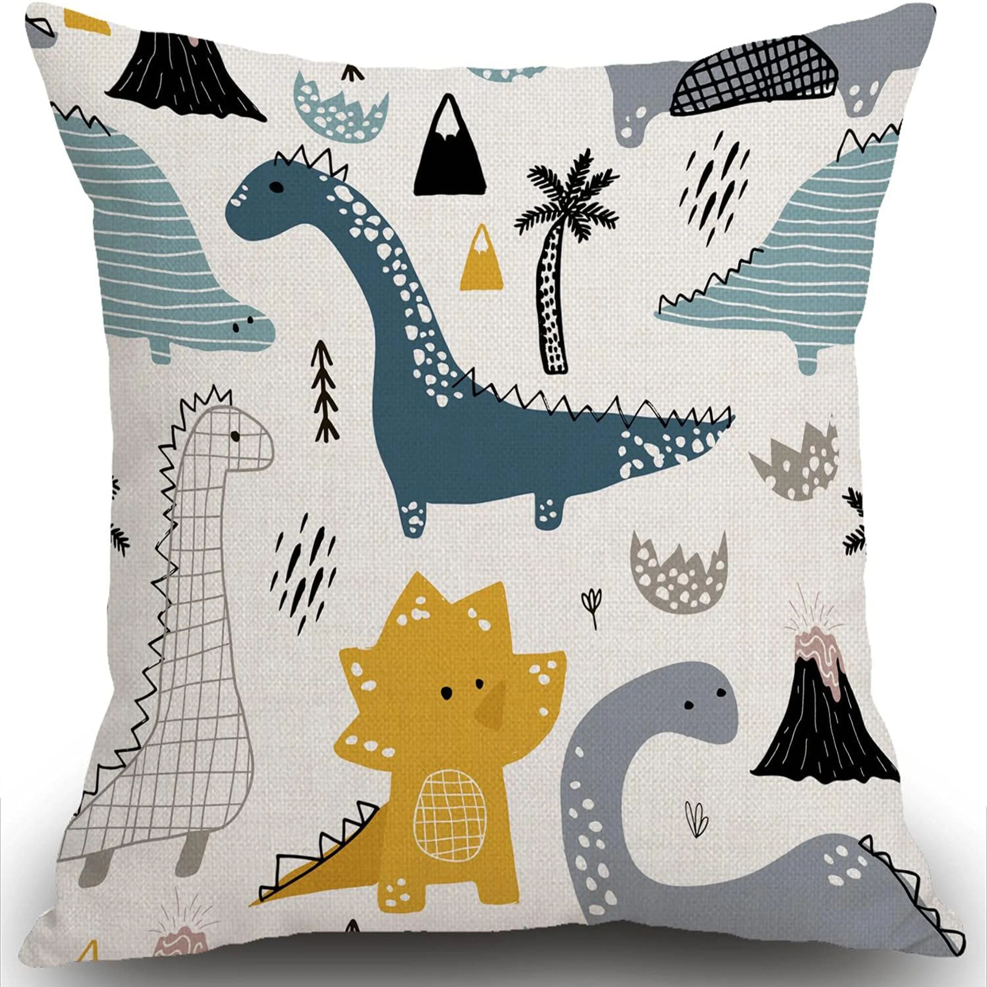 1pc Dinosaur-Themed Linen Throw Pillow Case - Contemporary Style, Machine Washable, Zippered Square Cushion Cover for Youngsters & Adults - Ideal for Sofa, Bedroom, Living Room Decor - 16x16, 18x18, 20x20 Inches, No Insert