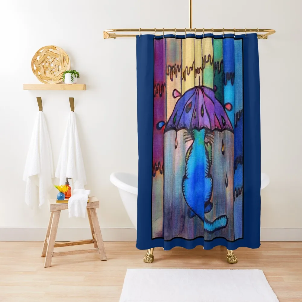 

Blue Umbrella Cat Shower Curtain Bathroom Shower Bathtub Bathroom Deco Anime Bathroom Curtain
