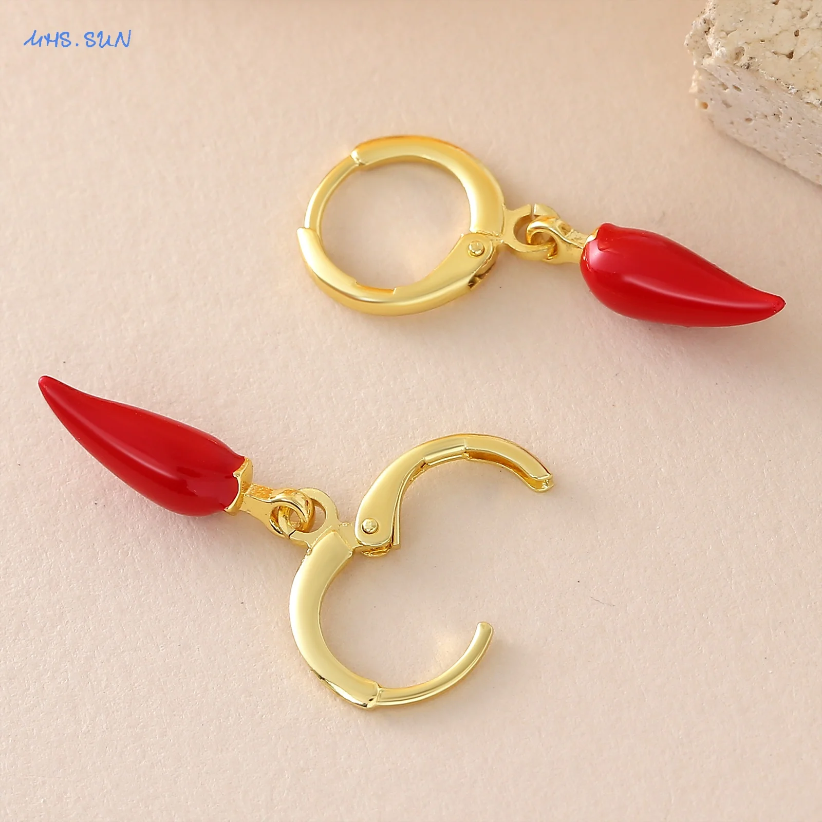 SUNSLL Fashion Red Drip Oil Chili Pepper Drop Earrings Simple Gold Plated Banquet Party Jewelry Gifts 1Pair For Women Girls