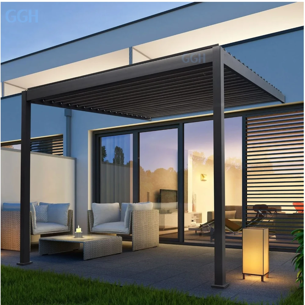 KAKADU Custom Bioclimatic Pergola Motorized Waterproof Pergola Aluminium Outdoor Aluminum Door Pergola