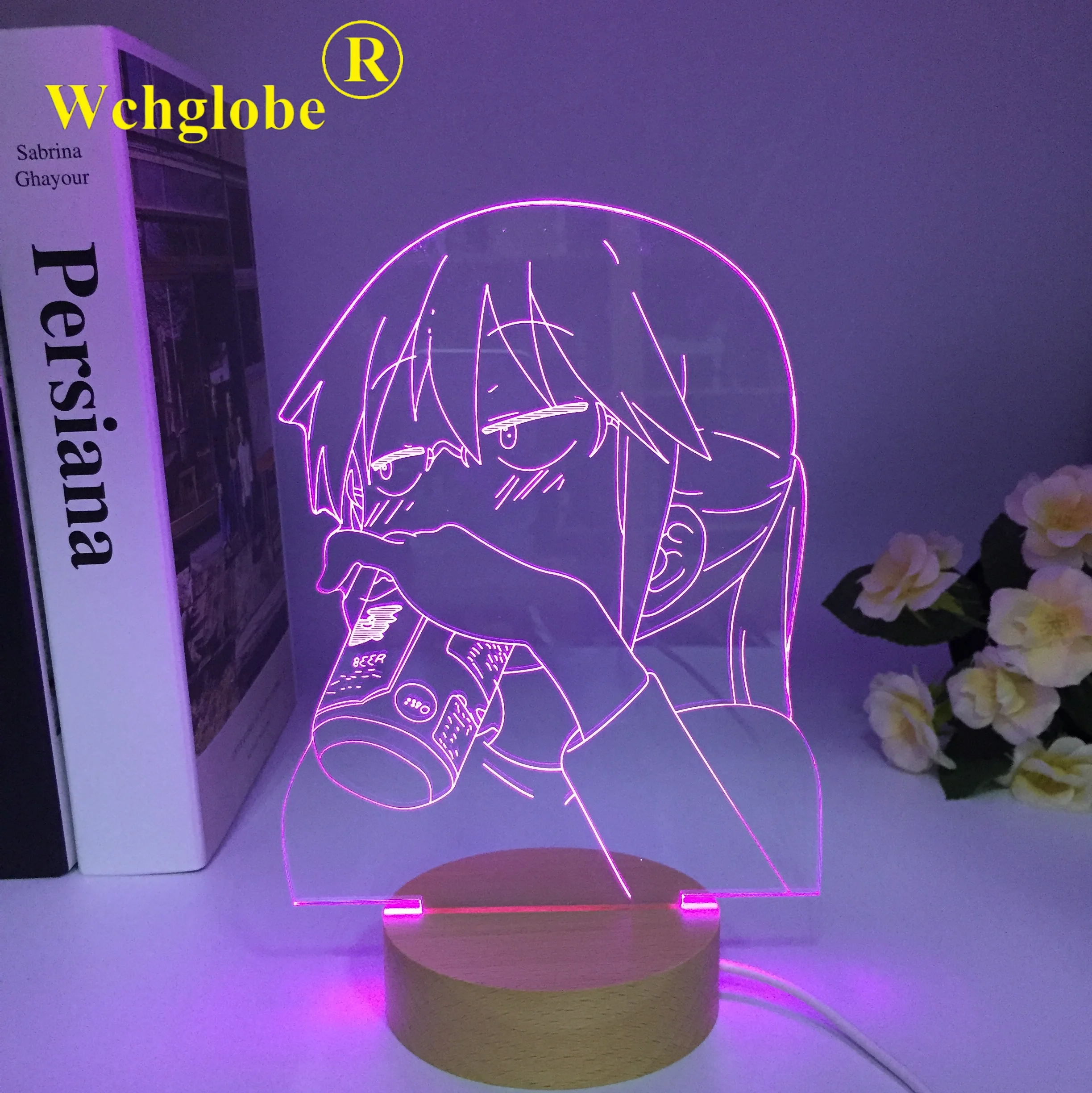 Wooden Miss Kobayashi\'s Dragon Maid Figure Kobayashi LED Night Light for Bedroom Decoration Birthday Gift Lamp Manga 3D Light