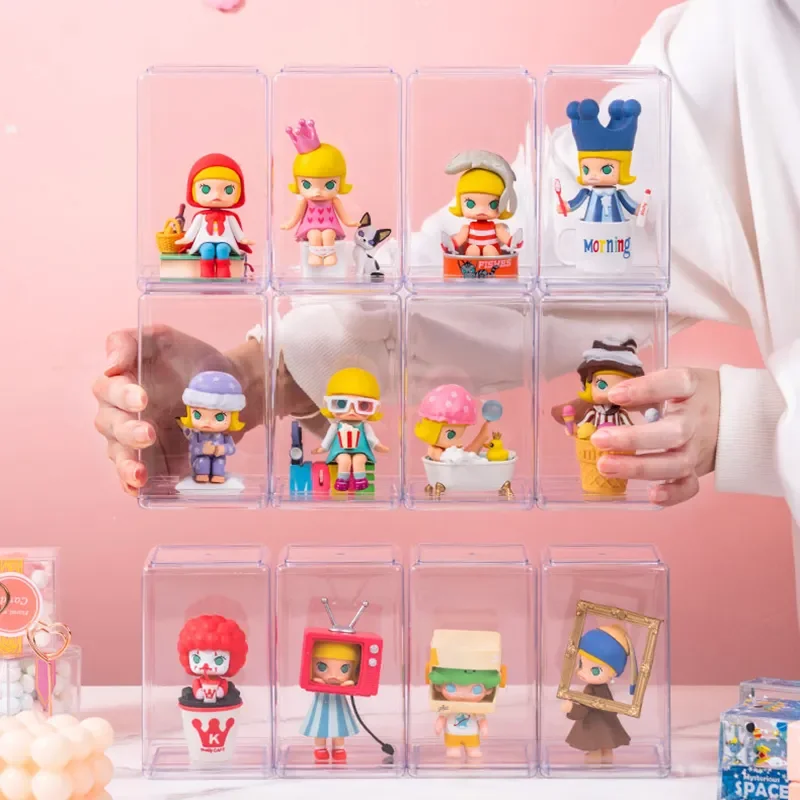 12pcs/lot Acrylic Clear Doll Toys Storage Organizer Box Mystery Box Display Stand Popmart Storage Box Case Waterproof Dust Proof