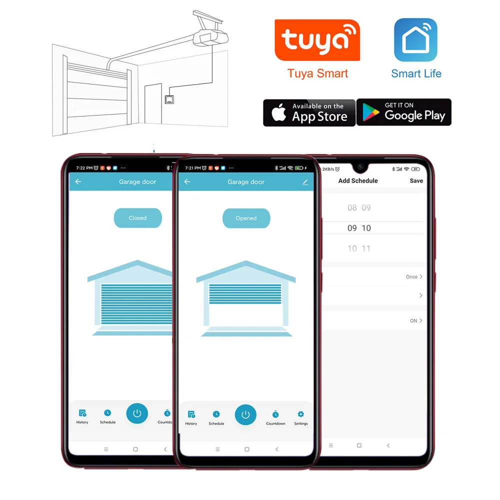 Tuya Smart Garage Door Opener Controller WiFi Switch SmartLife APP Control Module Works with Alexa Echo Google Home