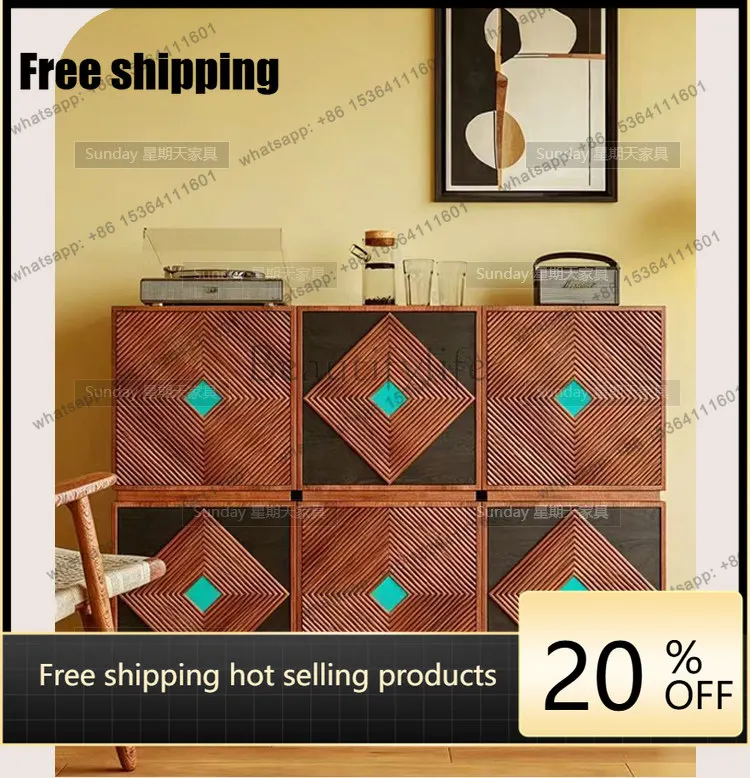 Factory Direct creative striped design chest of drawers with color-blocking personalized storage sideboards