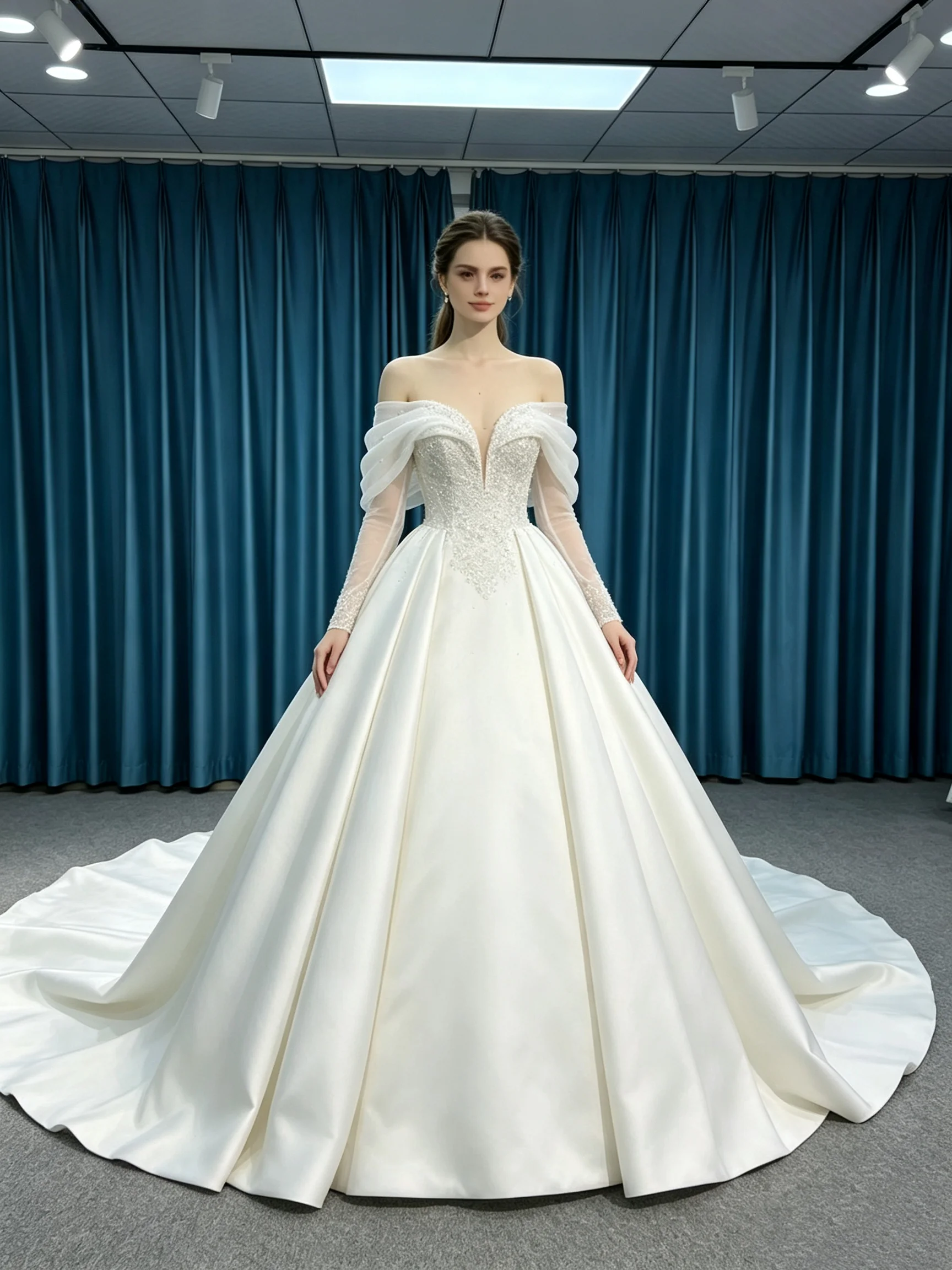 Luxury Wedding Dress Off Shoulder Sparkly Beading Mermaid Bridal Gown Detachable Satin Train Lace Up Customiz Vestido De Novia