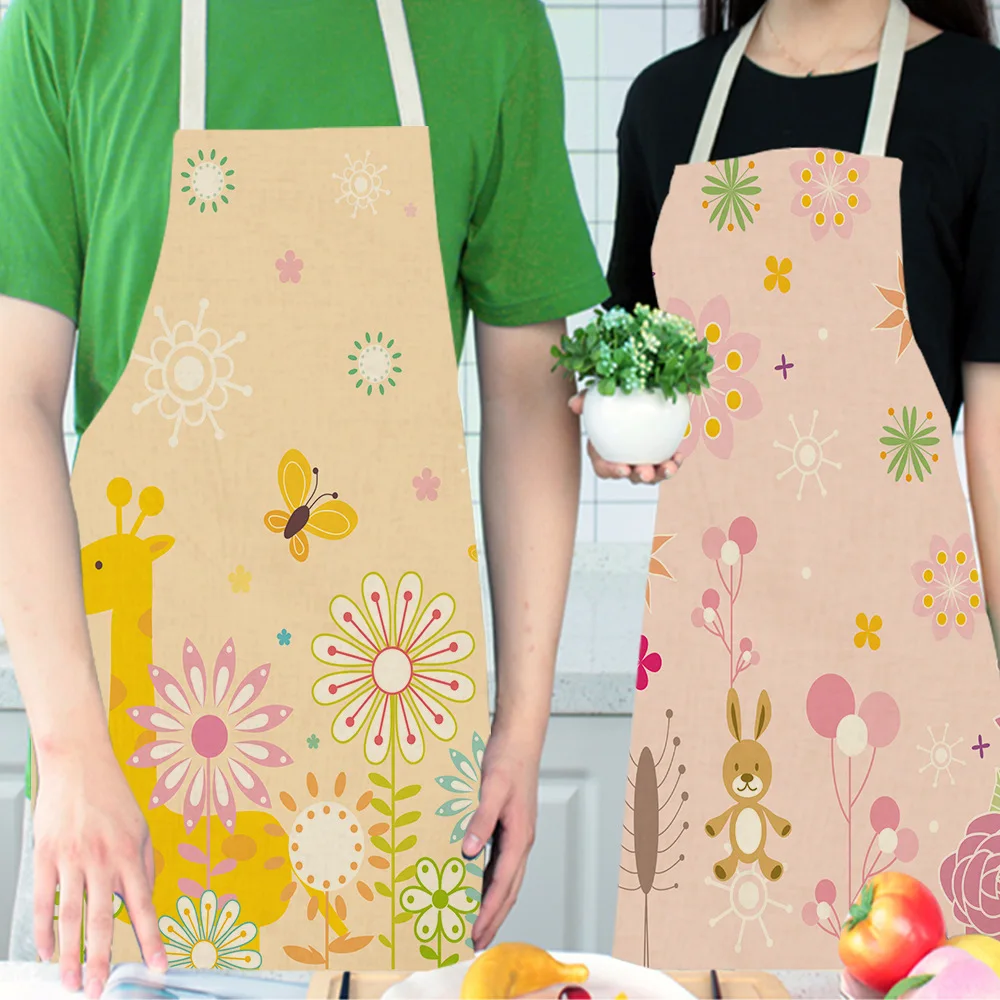 Cartoon animal leaf pattern For home and kitchen customizable apron Child apron Woman kitchen apron Women kitchen apron aprons