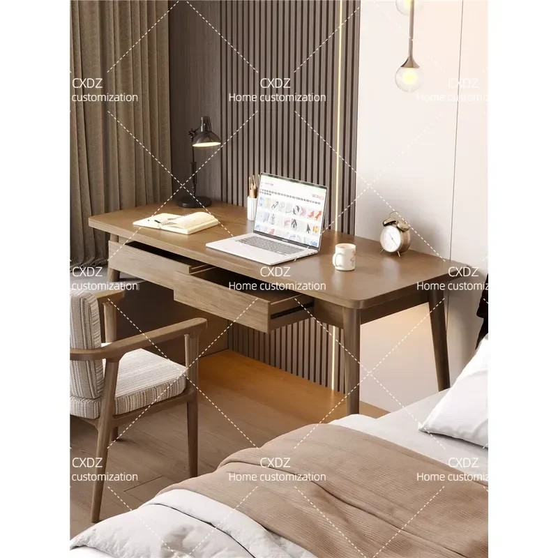 Solid Wood Computer Desk for Bedroom Bay Window Student Study Table with Drawers Double Light Luxury Long Workbench Home