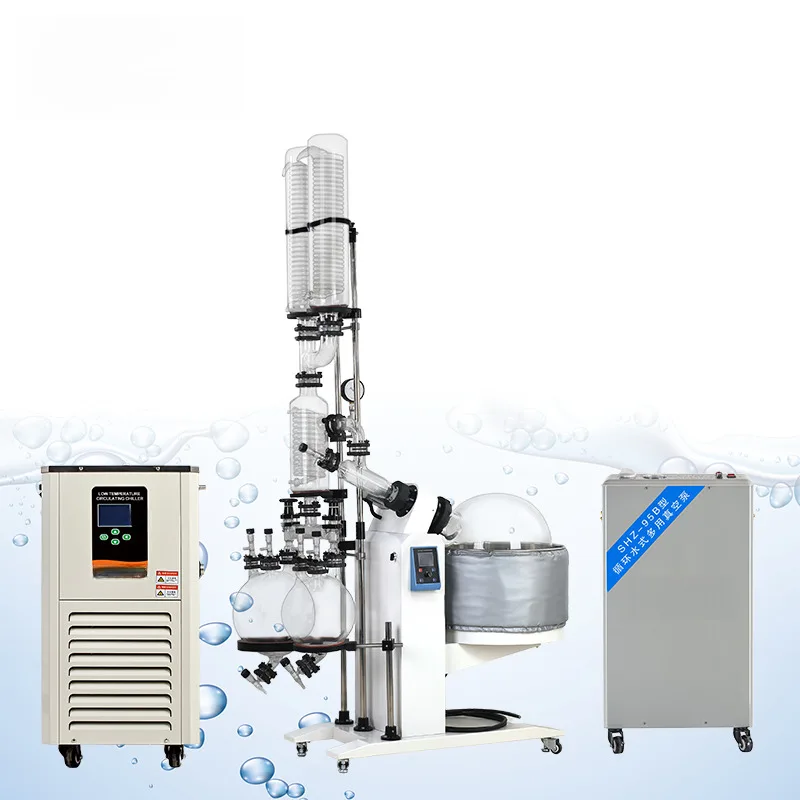Digital Display Complete Glass Condenser Double Vacuum Rotary Evaporator