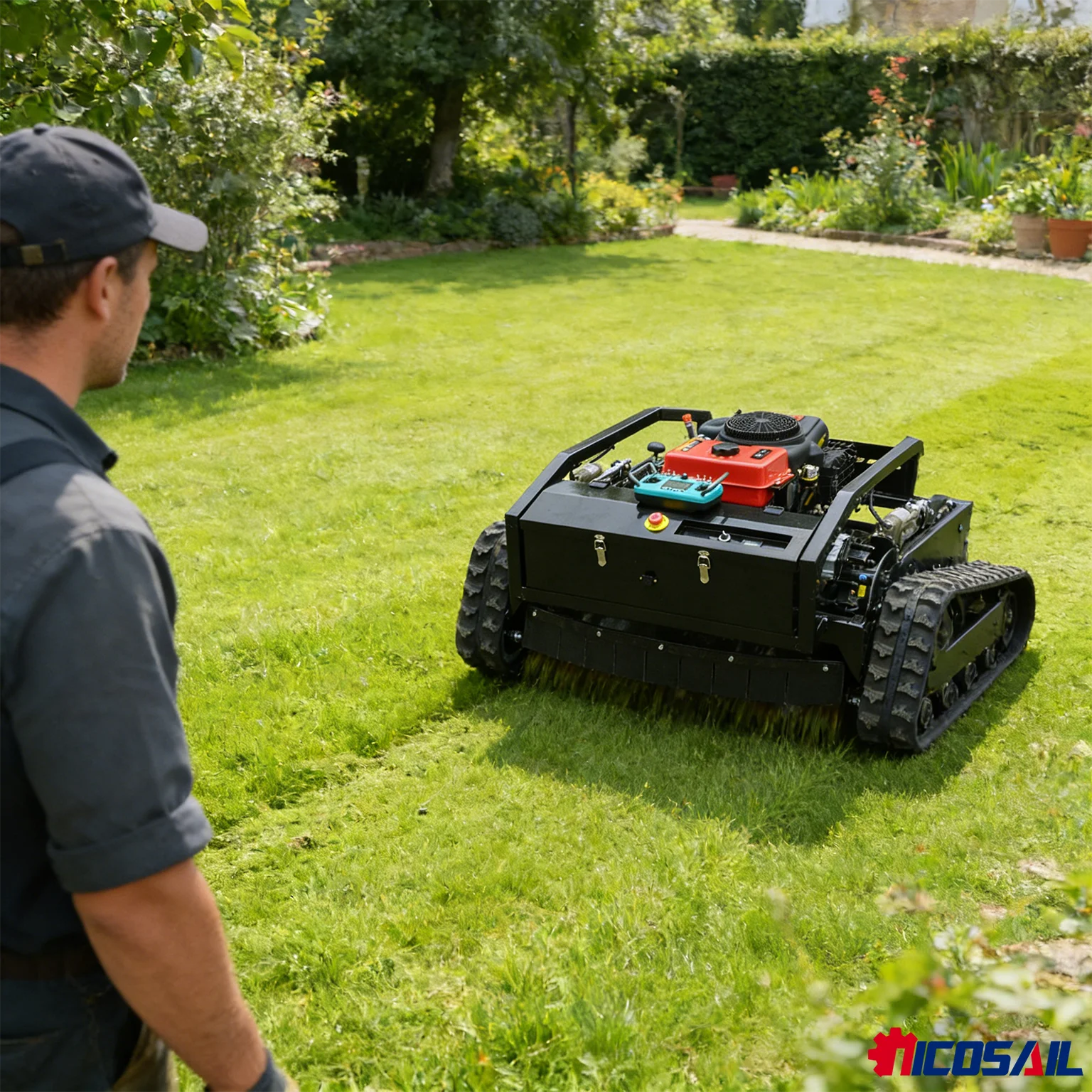 

Умная электрическая гусеничная газонокосилка с дистанционным управлением для сада, парка, сельского хозяйства